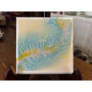 Acrylic Pour Painting Signed Original Abstract , 5” Square